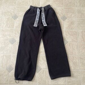 Black Fleece Track Pants with Branded Drawcord
